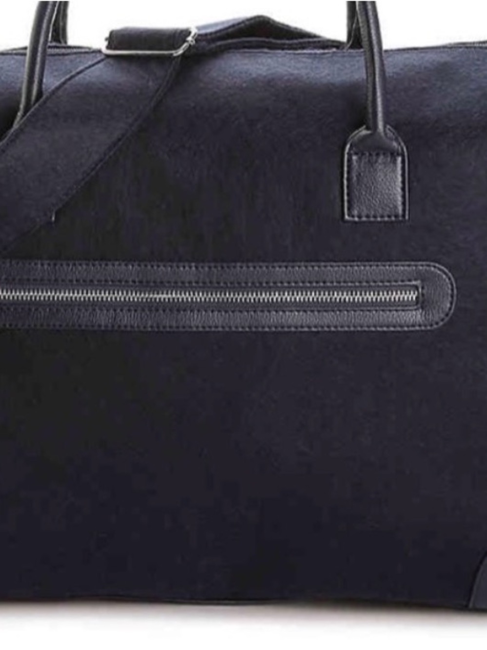 DSW Navy Blue Felt Weekender Bag Travel Duffel Tote - Picture 10 of 11